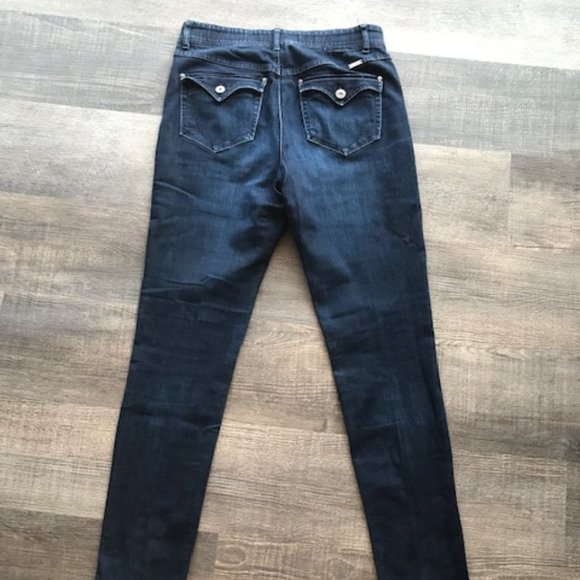 INC Dark Denim Tappered Leg Stretch Waist Jeans - Picture 3 of 8